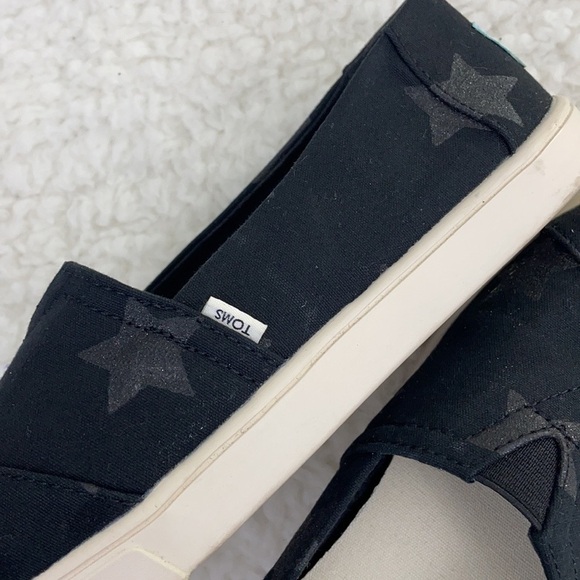 TOMS Alpargata Black Glitter Star Slip On Shoes - Picture 10 of 10